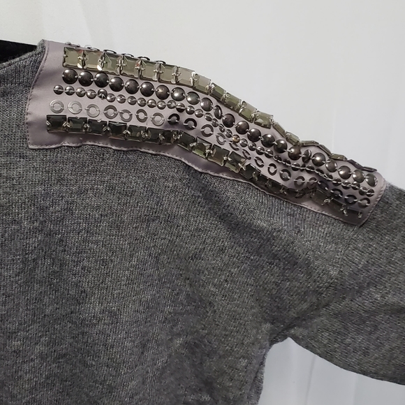 Day Birger Et Mikkelsen Oversized Gray Sweater Dress w/ Beading Studs Shoulders - Picture 7 of 13